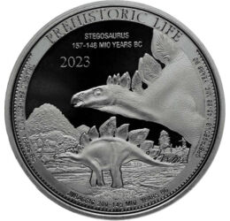 20 frank, Stegoszaurus, , Ag 9999, 31,1 g, Kongó, 2023