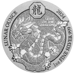 50 frank, Sárkány ábrázolás, , színsúly, Ag 999, 31,1 g, Ruanda, 2024