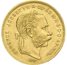  8 forint, arany, Ferenc J.,1870-1890, Osztrák-Magyar Monarchia