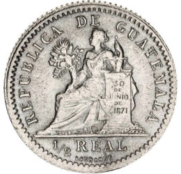 1/2 real, Justicia, mérleg, bőségszaru, , Ag 835, 1,55 g, Guatemala, 1894-1897