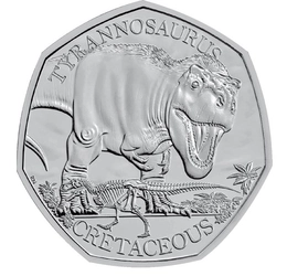 50 penny, Tyrannosaurus, csontváz, CuNi, 8 g, Nagy-Britannia, 2024
