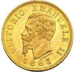  10 líra, II.ViktorEmánuel,Au1863-65, Olaszország