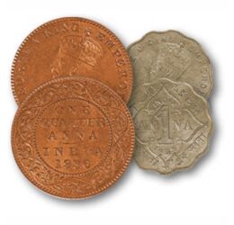 1/12 anna, 1/2 pice, 1/4 anna, 1 anna, , 0, 0, Brit India, 1911-1936