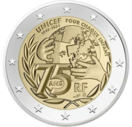 FRA/ 2 euró, Unicef 75 éves, 2021, Franciaország
