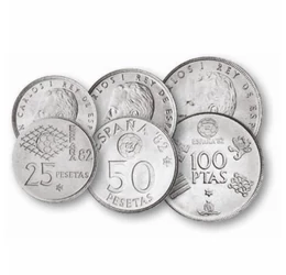 50 centimo, 1, 5, 25, 50, 100 peseta, , 0, 0, Spanyolország, 1980