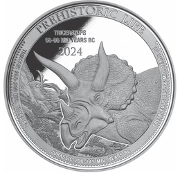 20 frank, Triceratops, , Ag 9999, 31,1 g, Kongó, 2024