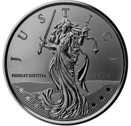 1 font, Justitia istennő, , Ag 999, 31,1 g, Gibraltár, 2024