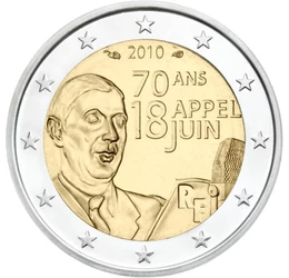  2 euró, De Gaulle beszéde, 2010, Franciaország