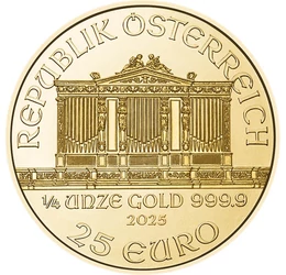 25 euró, Bécsi Filharmonikusok, hangszerek, Au 9999, 7,78 g, Ausztria, 2025