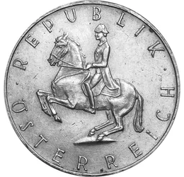  5 schilling, Lovasiskola, ezüst, Ausztria