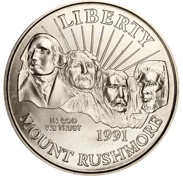1/2 dollár, Rushmore hegy, , CuNi, 11,34 g, USA, 1991
