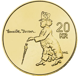 20 korona, Henrik Ibsen, , Brass, 9,9 g, Norvégia, 2006