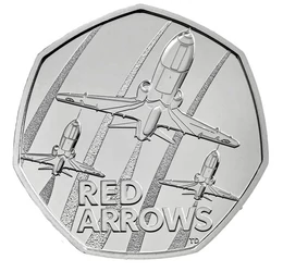 50 penny, Repülők alakzatban, CuNi, 8 g, Nagy-Britannia, 2025