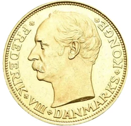  20 korona, 1908-1912, arany, Dánia