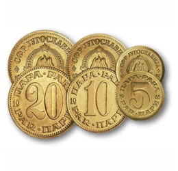 5, 10, 20, 50 para, 1 dinar, , 0, 0, Jugoszlávia, 1965-1981