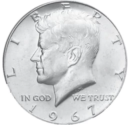 Kennedy elnök félpénze, 1/2 dollár, ezüst, USA, 1965-1970