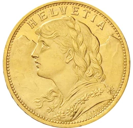  20 frank, Vreneli, 1883-1949, arany, Svájc