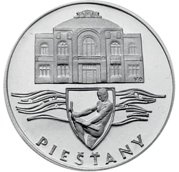 50 korona, Pöstyén címere, fürdő épülete, Ag 700, 7 g, Csehszlovákia, 1991
