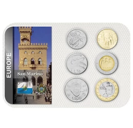 A béke és fejlődés „szigete”, 10, 50, 100, 200, 500, 1.000 lira, San Marino, 1974-1997