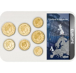 A világ első forgalmi sora kirakós dizájnnal, 1, 2, 5, 10, 20, 50 penny, 1 font, Nagy-Britannia, 2008-2014