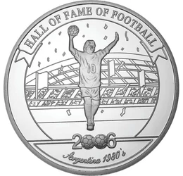 2000 shilling, Diego Maradona, Argentína 1980&#039;, Ag 350, 27 g, Uganda, 2006