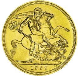 Angyal a brit trónon, 1 sovereign, arany, Nagy-Britannia, 1952-1974