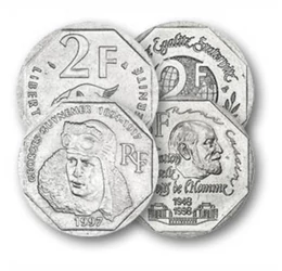 Nagy franciák különleges frank érméi, 4 x 2 frank, Franciaország, 1993-1998