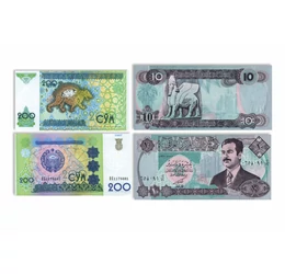 Misztikus állatok egzotikus bankjegyeken, 5 ngultrum, 50 kját, 10 von, 200 szom, 10 dínár , Buthan, Myanmar, Észak-Korea, Üzbegisztán, Irak, ND