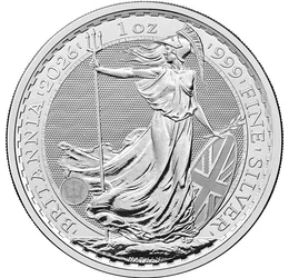 2 font, Britannia pajzsos alakja, finomság, , Ag 999, 31,1 g, Nagy-Britannia, 2026