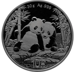 10 jüan, Két panda, , Ag 999, 31,1 g, Kína, 2026