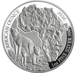 50 frank, Afrika, három hiéna, , Ag 999, 31,1 g, Ruanda, 2026