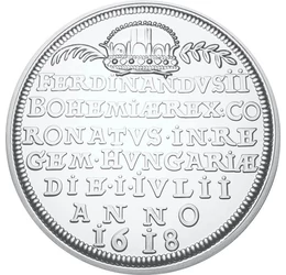 koronázási érem, utánveret, királyi jelmondat - törvényes küzdelem, CuNi+Ag, 38 g, Magyar Királyság, eredeti érme: 1618