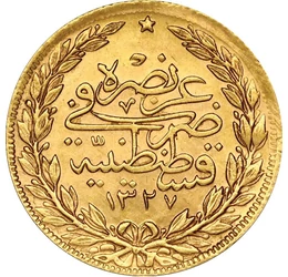 Az Oszmán Birodalom felbomlása, 100 kurus, arany, Oszmán Birodalom, 1909-1918