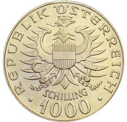 Ausztria alapítása, 1000 schilling, arany, Ausztria, 1976