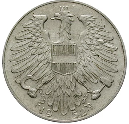 A címersas elveszti a fejét, 5 schilling, Ausztria, 1952