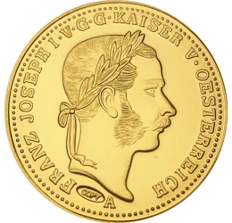 Ezüst alapú aranypénz, még ilyet!, 1 korona utánveret, Osztrák-Magyar Monarchia, eredeti érme: 1866