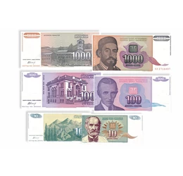 A délszláv háború fordulópontja, 10, 100, 1.000, 5.000, 50.000, 500.000 dínár, Jugoszlávia, 1994