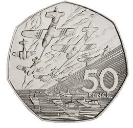 30 éves érme a D-Day 50. évfordulójára, 50 penny, Nagy-Britannia, 1994