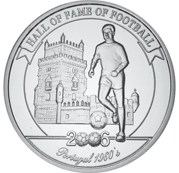 2000 shilling, Eusébió, Portugália, , Ag 350, 27 g, Uganda, 2006