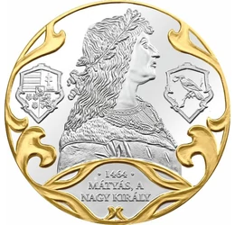 Hunyadi Mátyás koronázása 1464-ben, ezüstözött emlékérem