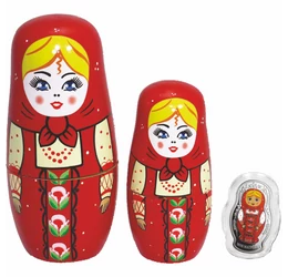 Matrjoska baba, 5 dollár, 1 uncia színezüst, Salamon-szigetek, 2017