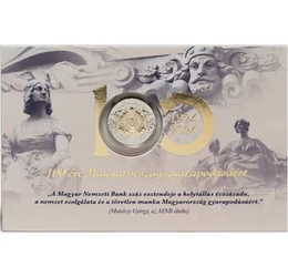 100 forint, 100 éves a Magyar Nemzeti Bank 100 Ft díszcsomagolva, réz-nikkel, Magyarország, 2024