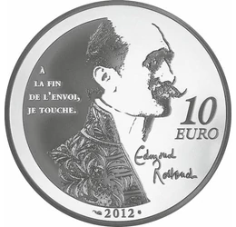 // 10 euró, Cyrano de Bergerac, ezüst érme, 900-as ezüst, Franciaország, 2012 // A barokk próza mestere