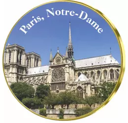 // színes érem, Notre Dame, színes emlékérem, , ,  // 5 éve történt, amikor 2019. április 15-én délután kigyulladt és órákon át égett Párizs egyik emblematikus jelképe, a Notre-Dame székesegyház. A lángokat csak több órás erőfeszítéssel sikerült megfékezn