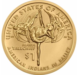USA natív dollár, Maria Tallchief, indiánok a balettben, 1 dollár, USA, 2023