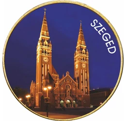 // 1 euró, Szeged - a fesztiválváros, egyedi színes érme, CuNi, Európai Unió, 2002-2023 // Szeged a Dél-Alföld legnagyobb települése. A rómaiak alapították „Partiscum” néven, a Honfoglalás után pedig magyarok telepedtek itt le. A 13. században jelentős só