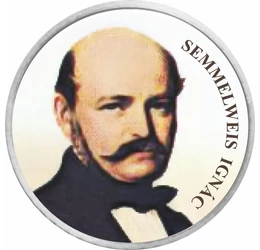 Semmelweis Ignác, 50 cent ezüstözött érme