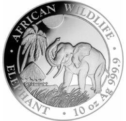 Elefánt, 1000 shilling, 10 uncia színezüst, Szomália, 2017