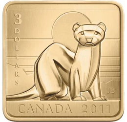 Feketelábú görény, 3 dollár, 925-ös ezüst, Kanada, 2011