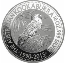 Kookaburra, 10 dollár, 10 unica színezüst, Ausztrália, 2015